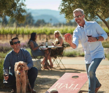 Team members playing bocce ball at Hall Winery in Napa Valley.