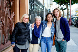 Group of four ladies on a client appreciation event with Stretchy Pants food tours in San Francisco. 