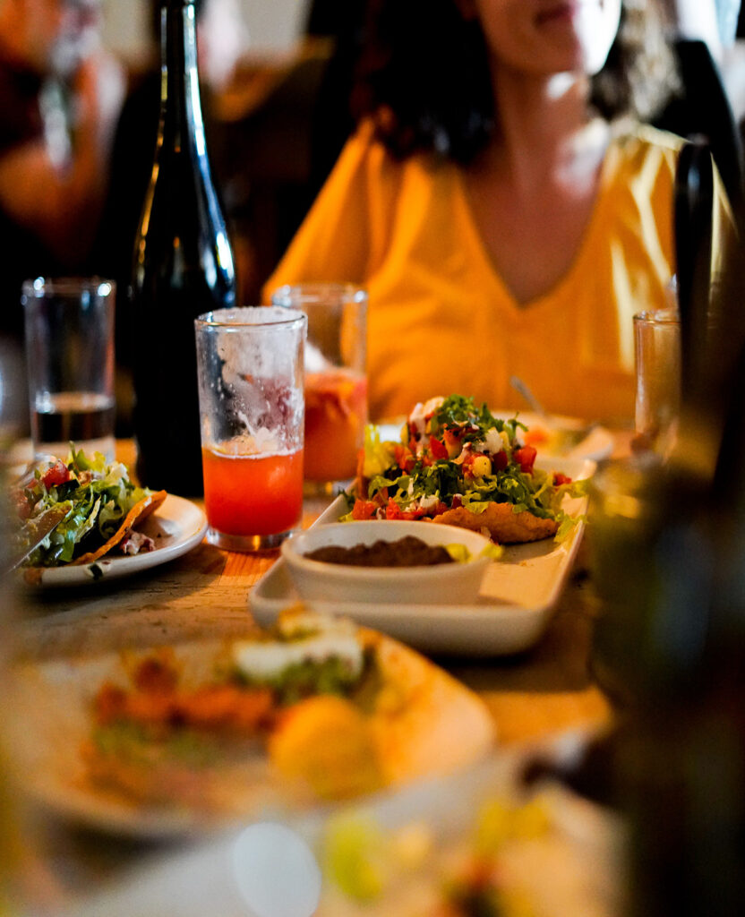 A table set with vegan Mexican dishes at Gracias Madre, a farm-to-table vegan restaurant in San Francisco’s Mission District.