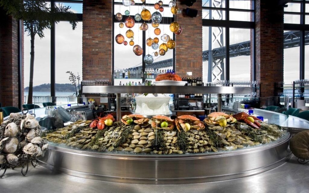 Stunning waterfront dining experience at Waterbar, with a three-course seafood brunch and views of the Bay Bridge.