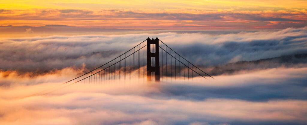 Sky view of the Golden Gate Bridge